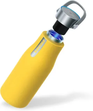 PHILIPS Water GoZero Self-Cleaning Smart Water Bottle Vacuum Stainless Steel Insulated Water Bottle with Handle Double-wall, Auto Cleaning, Keep Drink Hot or Cold, BPA Free (Yellow 12 oz.)