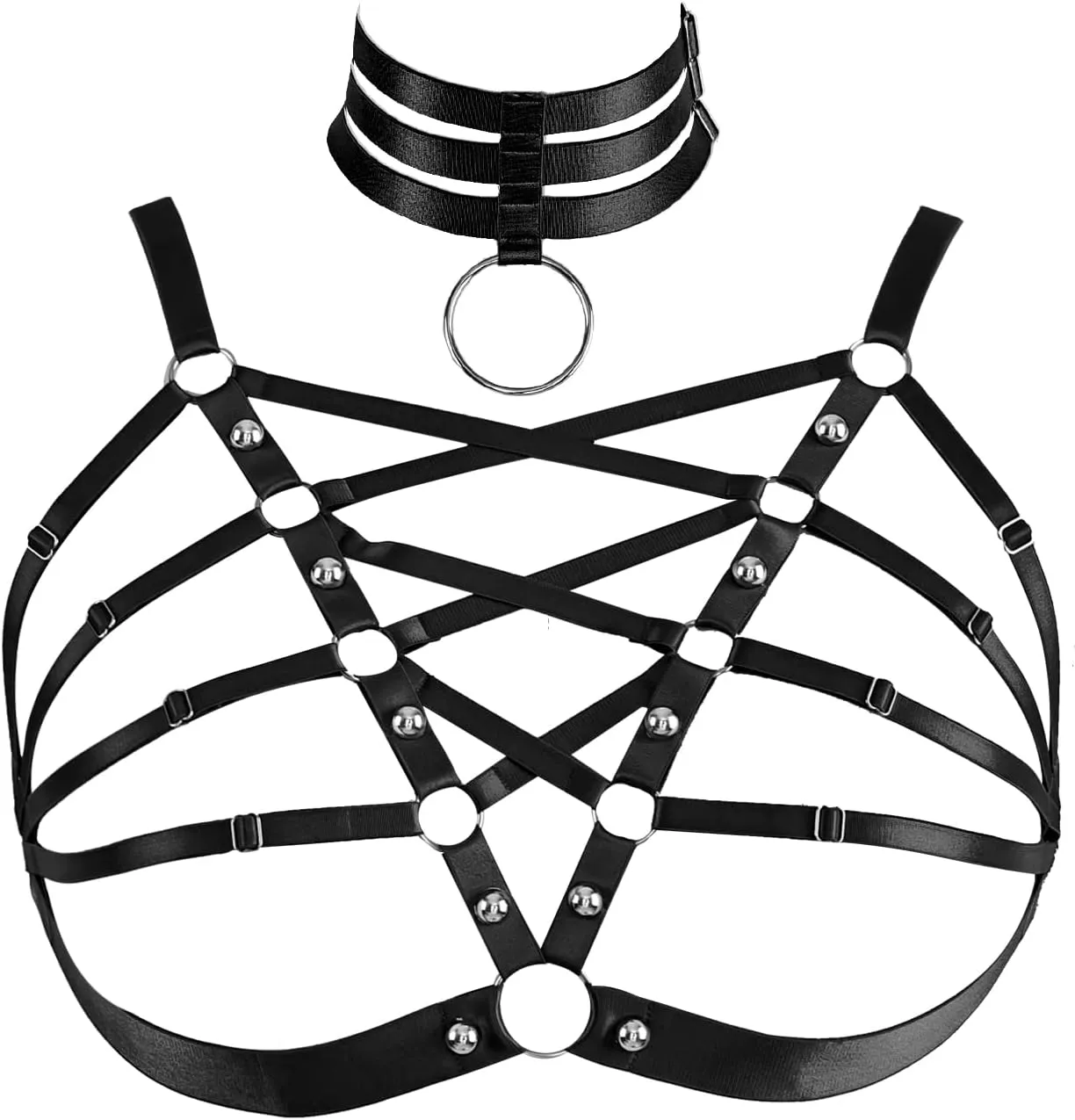Plus Size Women's Waist Harness Belt Body Full Cage Strappy Bra Lingerie Gothic Tops Hollow Out Halloween Rave Clothing