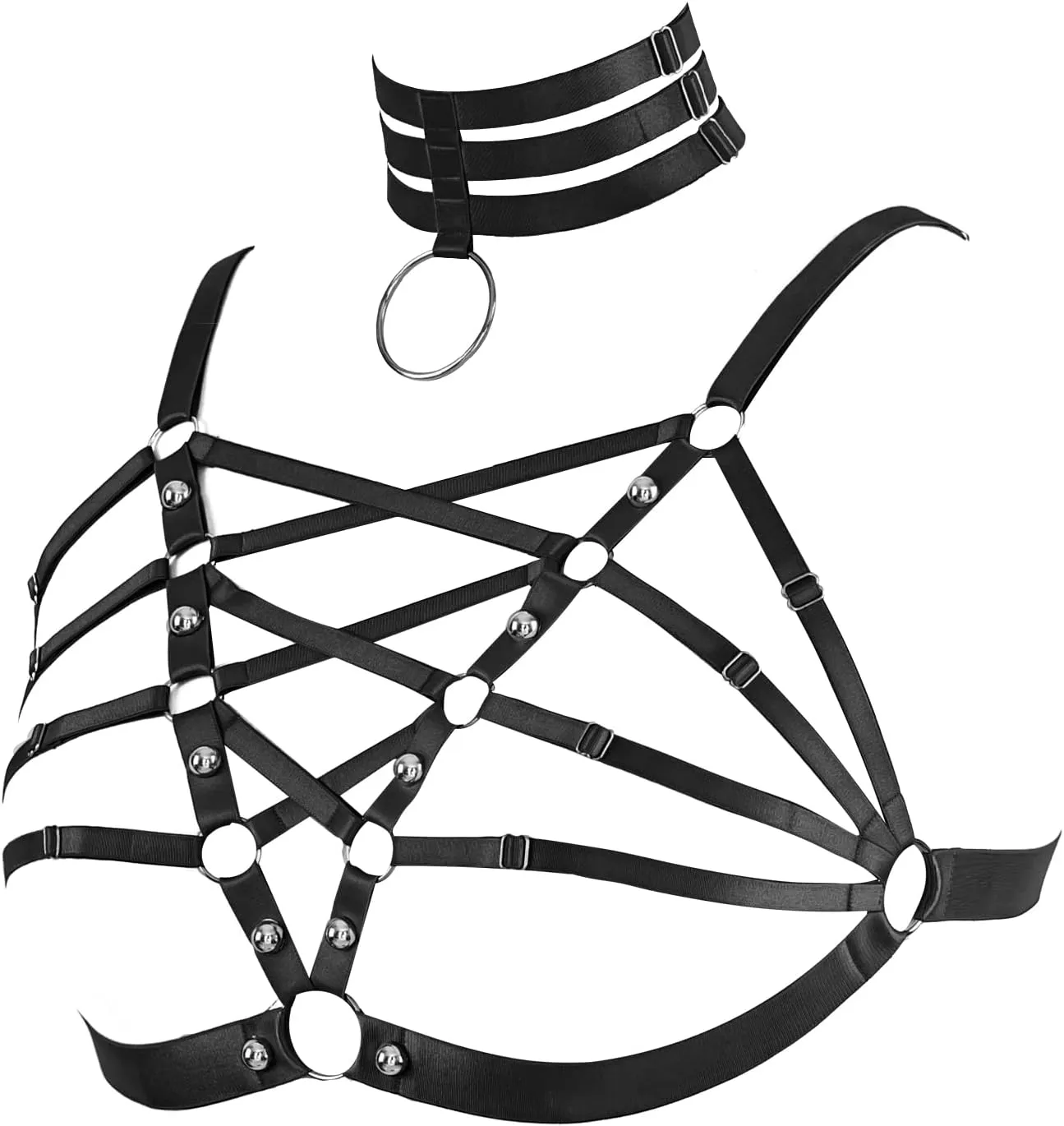 Plus Size Women's Waist Harness Belt Body Full Cage Strappy Bra Lingerie Gothic Tops Hollow Out Halloween Rave Clothing