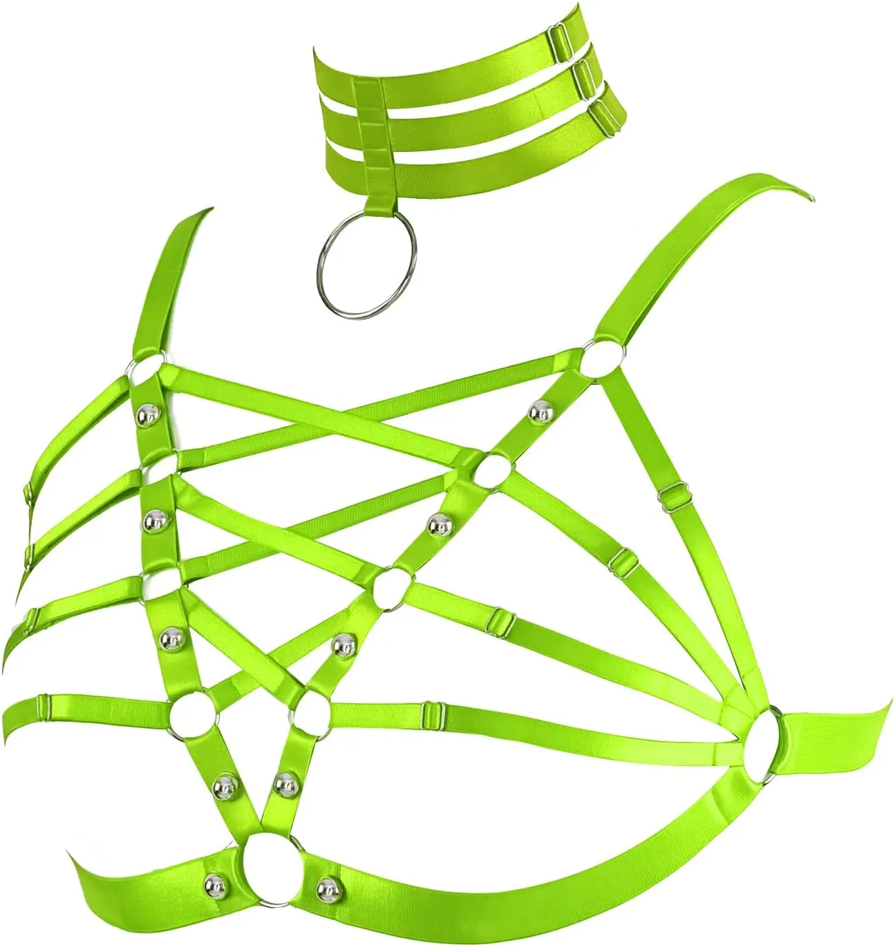Plus Size Women's Waist Harness Belt Body Full Cage Strappy Bra Lingerie Gothic Tops Hollow Out Halloween Rave Clothing