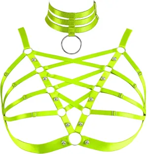 Plus Size Women's Waist Harness Belt Body Full Cage Strappy Bra Lingerie Gothic Tops Hollow Out Halloween Rave Clothing