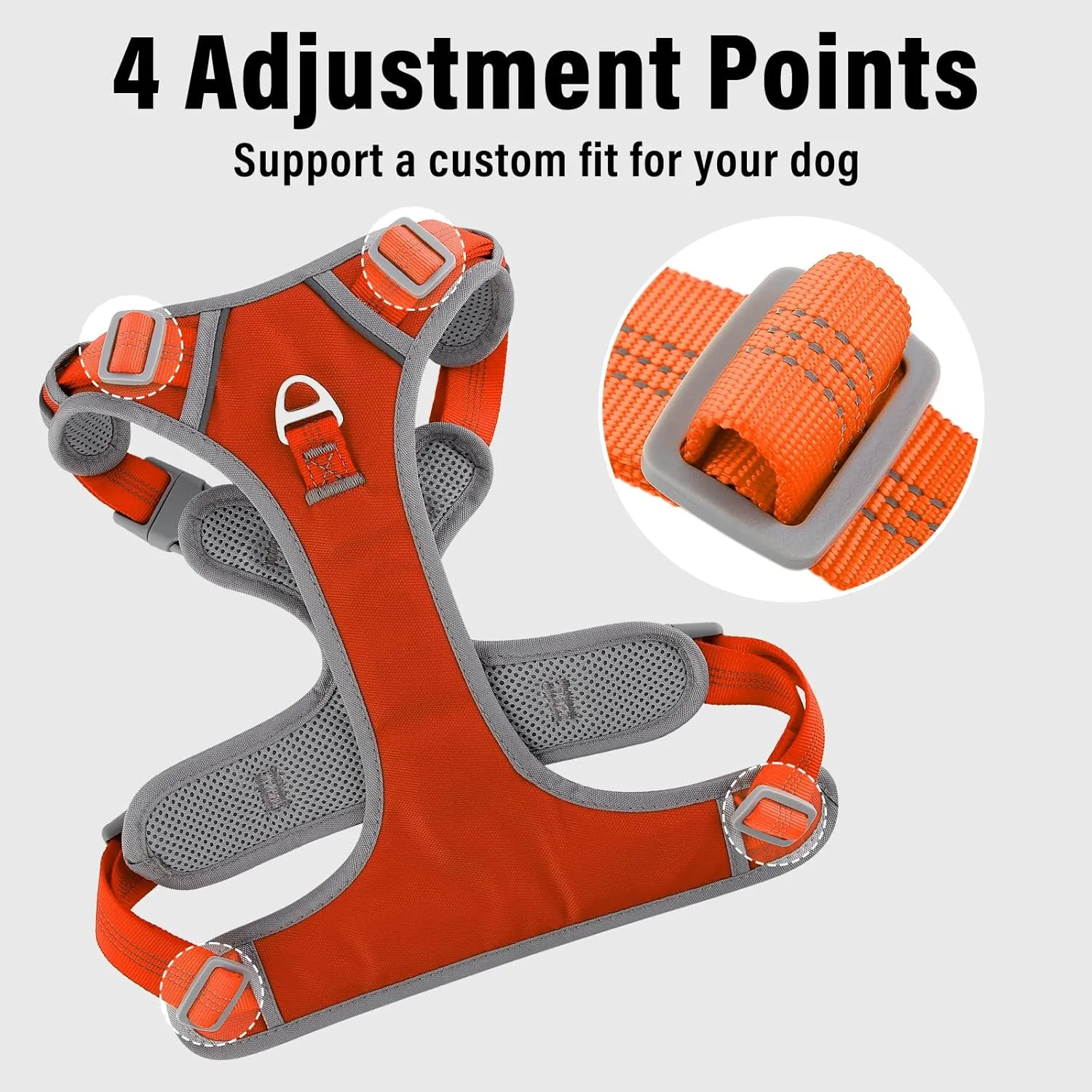 Plutus Pet No Pull Dog Harness, Release at Neck, Reflective Adjustable Dog Vest Harness, Easy Control Handle for Walking, for Small Medium Large Dogs, Orange, M
