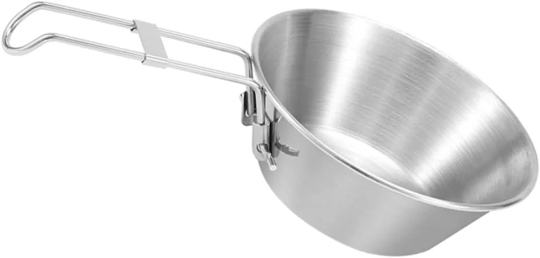 POPETPOP 2 Pcs Titanium Cup Camping Cookware Stainless Steel Tumbler Cup Folding Handle Compact Camping Set for Outdoor