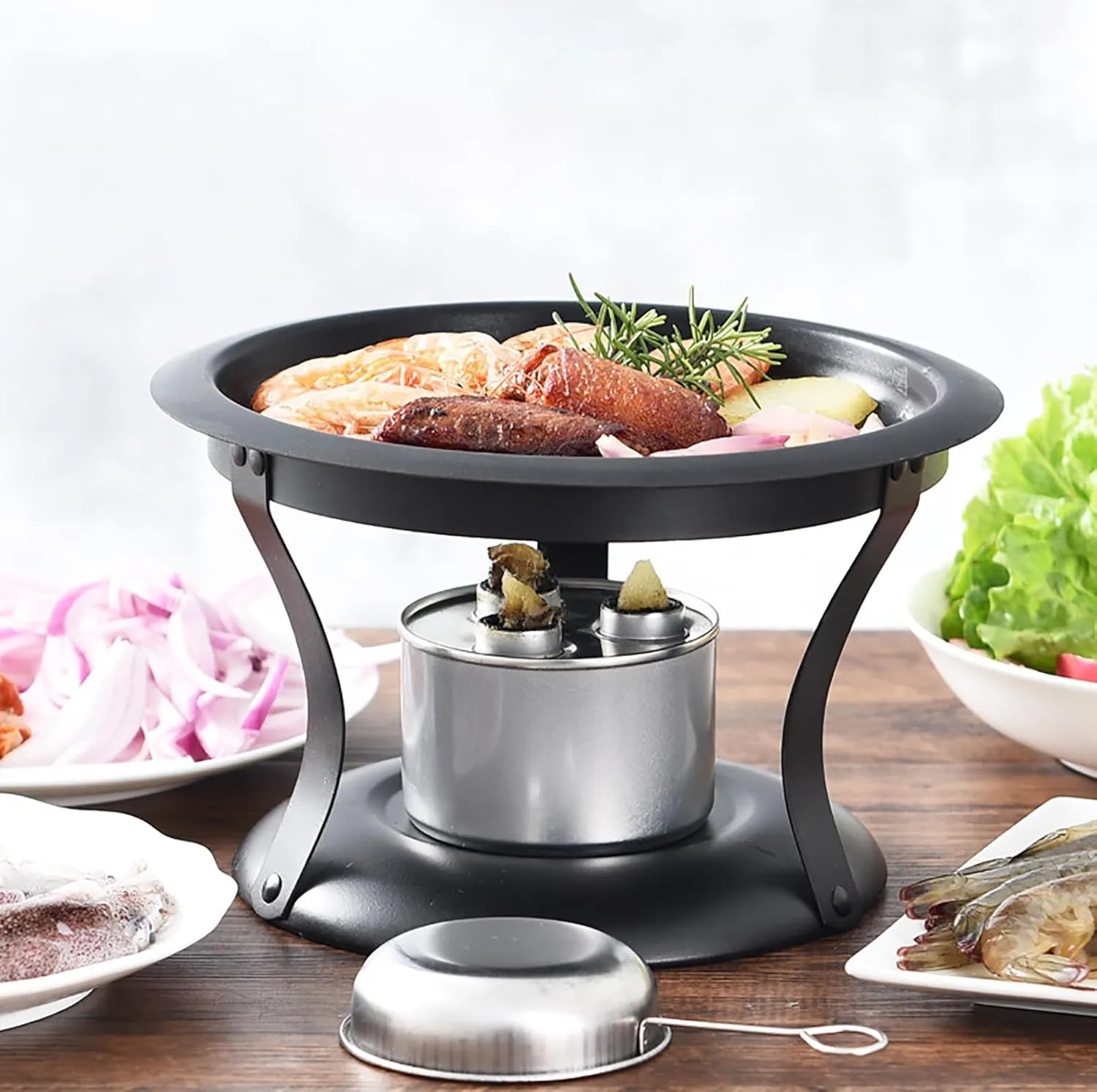 Portable BBQ Grill | Stainless Steel Korean BBQ Grill with Fire Cover | Nonstick Camping Grill for Outdoor Travel/Picnic/Backyard | Even Heat Distribution, Easy to Maintain (Small)