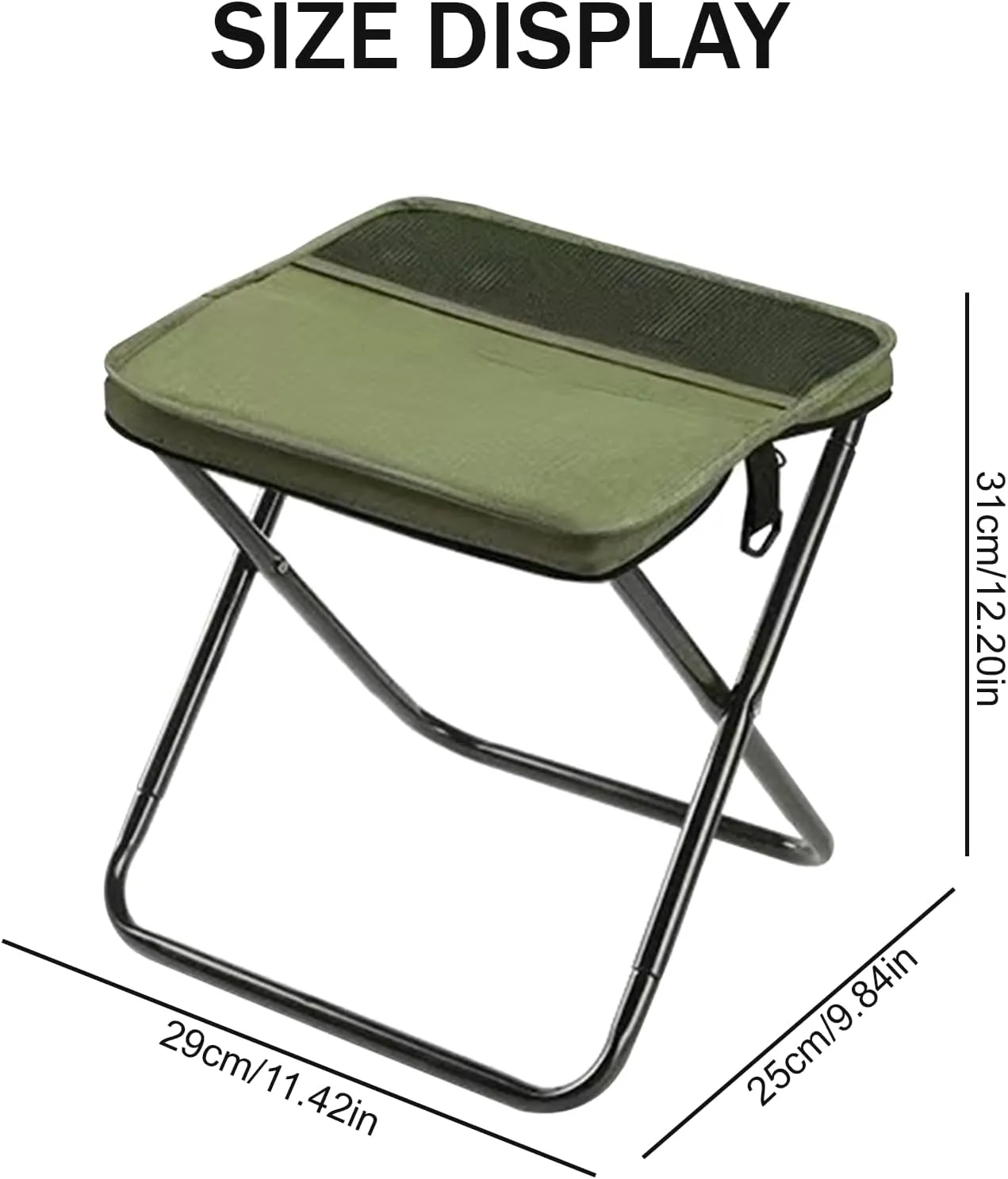Portable Camping Stool, Mountaineering and Hiking Foldable Stool with Adjustable Shoulder Strap, Collapsible Camp Stools for Picnic Hiking Fishing, Hold Up to 220 LBS, Easy Setup (Green, Large)