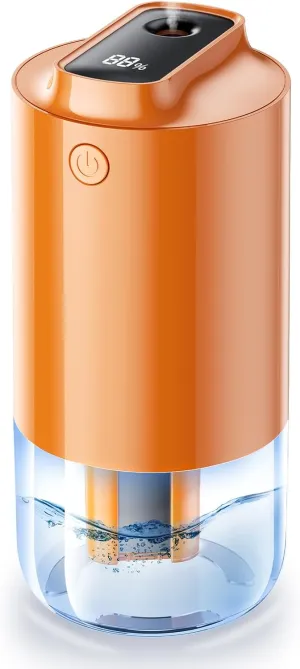 Portable Humidifier for Car Travel, [Auto-Purification][Color-Changing Accent Light], Small Cool Mist Humidifierfors for Bedroom Plants Office,Auto Shut Off, 2 Mist Modes, 250ml Orange