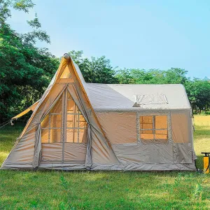 Portable Inflatable Camping Tent, 8-10 Persons Windproof Large Blow Up Air Tents House 4 Season Outdoor Air Tent with Pump, Easy Setup