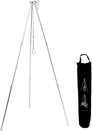Portable Outdoor Cooking Tripod | Adjustable Hang Chain for Campfire Cooking/BBQ/Picnic | Foldable & Sturdy Alumina Stand with 47cm Chain