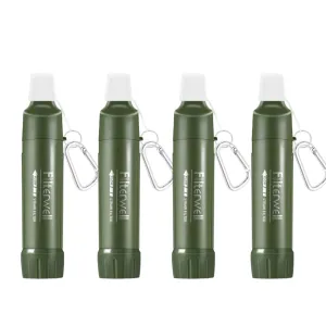 Portable Outdoor Water Filter Straw for Camping, Hiking, and Emergency Survival – 0.01μm Ultra-Filtration, 4000L Capacity (Army Green, 4 Pack)