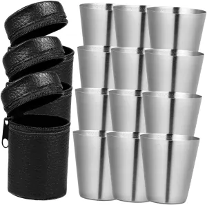 Portable Outdoor Wine Mugs 3 Sets of Collapsible Stainless Steel Camping Cups Metal Beer Glasses Drinking Cups for Camping Bbq Travel