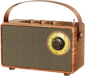 Portable Retro Speaker Bluetooth Radio Vintage Decor with FM Radio Rich Bass Bluetooth Speakers 5.3 Wireless Connection,TF Card, AUX for Home Office Bedroom
