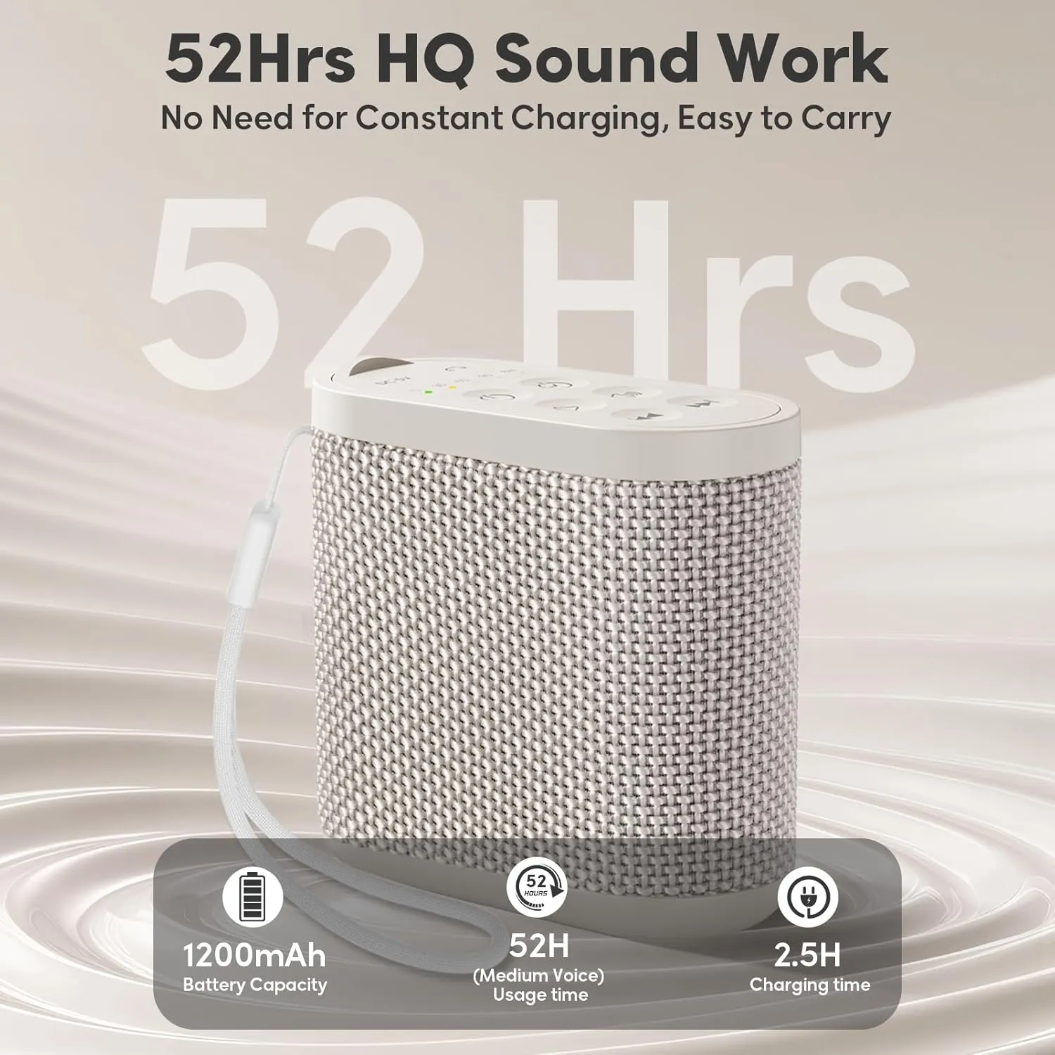 Portable Sound Machine for Travel, White Noise Sound Machine for Sleeping, 52-Hour Lasting Mini Noise Machine with 21 Quality Non-looping Sounds, Headphone Jack, Memory, Timer for Adults,Hotel (Khaki)