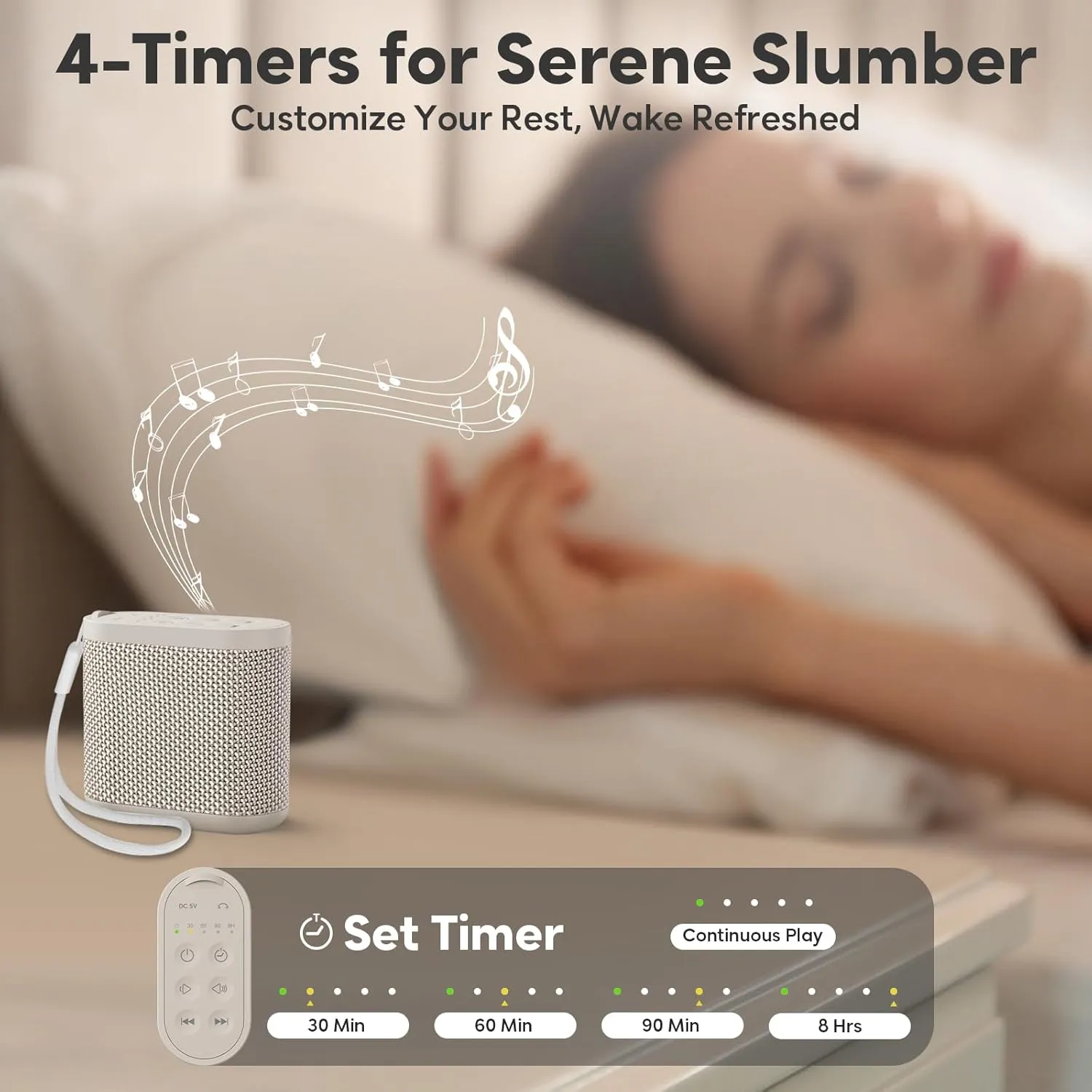 Portable Sound Machine for Travel, White Noise Sound Machine for Sleeping, 52-Hour Lasting Mini Noise Machine with 21 Quality Non-looping Sounds, Headphone Jack, Memory, Timer for Adults,Hotel (Khaki)