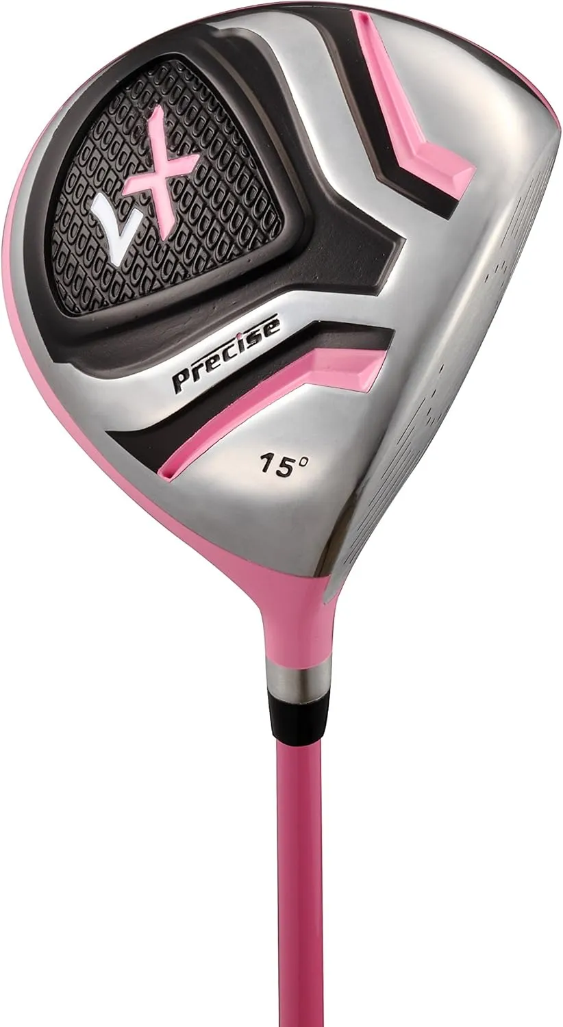 Precise X7 Kids Golf Clubs Set for Ages 3-5, 6-8, 9-12 | Right/Left Hand Girls & Boys Golf Clubs with Lightweight Graphite Shafts, Hybrid & Stand Bag for 3'0" to 5'0" Height