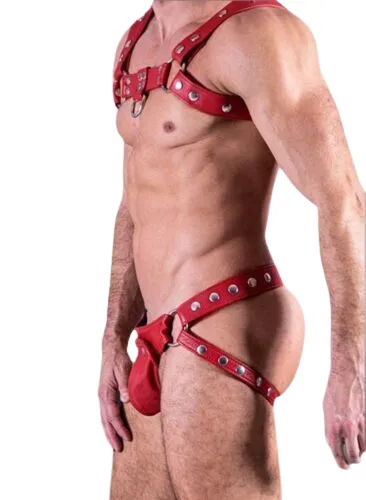 Premium Leather Chest Harness and Jockstrap Set