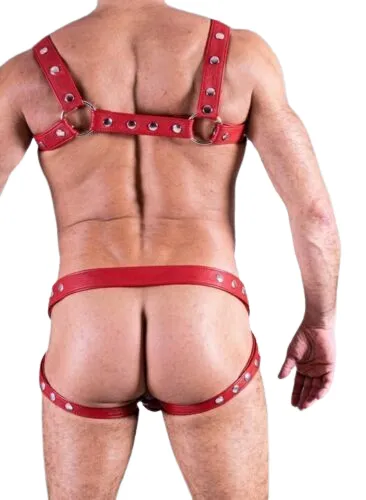 Premium Leather Chest Harness and Jockstrap Set