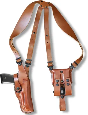 Premium Leather Vertical Shoulder Holster System for H&K VP9 4’’BBL, Right Hand Draw, Brown Color #1600#
