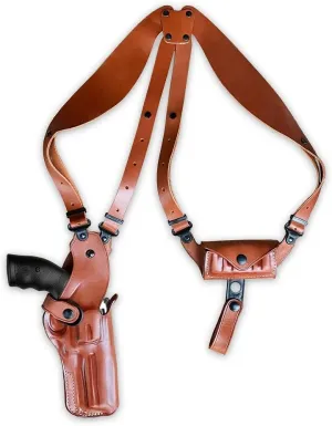 Premium Leather Vertical Shoulder Holster System with Bullet Carrier, Colt Single Action Army 357 Mag 3-3/4'', R/H Draw Brown Color #1810#