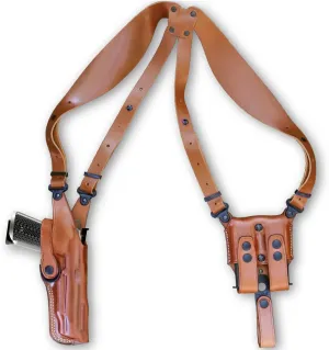 Premium Leather Vertical Shoulder Holster System with Double Magazine Carrier for Sigg 1911 45 ACP with Rail 5’’BBL, Right Hand Draw, Brown Color #1149#