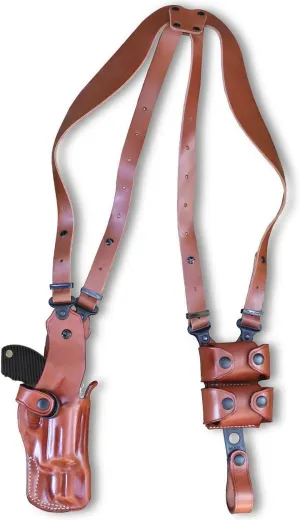 Premium Leather Vertical Shoulder Holster System with Double Speed Loader, Taurus Judge (2-1/2'' cyl) 4510 Steel Frame 2'' BBL, Right Hand Draw, Brown Color #1165#