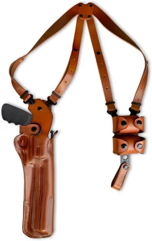 Premium Leather Vertical Shoulder Holster System with Double Speed Loader, Taurus Raging Bull 44 Mag/ 454 Casull 8-3/8"BBL, R/H Draw Brown Color #1448#