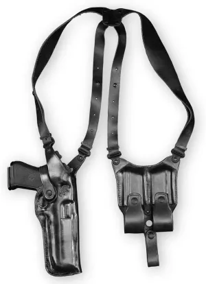 Premium Leather Vertical Shoulder Holster with Double Magazine Carrier for Desert Eagle Fits, All Calibers with 6" inch, Right Hand Draw, Black Color #1089#