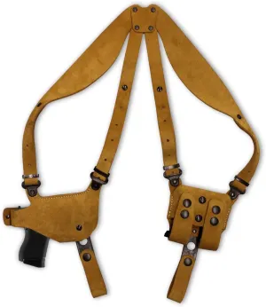 Premium Suede Leather Shoulder Holster System with Double Magazine Carrier Fits CZ 2075 Rami 3'', Right-Hand Draw, Brown Color #1500#