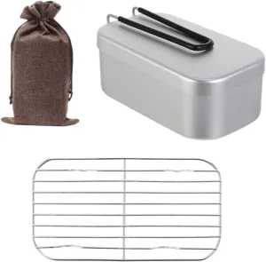 PRETYZOOM Camping Food Box Set 3-piece Folding Handle for School Travel Picnic Steaming Rack