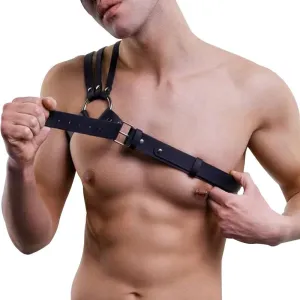 PU Leather Harness For Men Adjustable Buckle Body Chest Garter Belt Cosplay Nightclub Sexy Punk Chest Belt Clubwear
