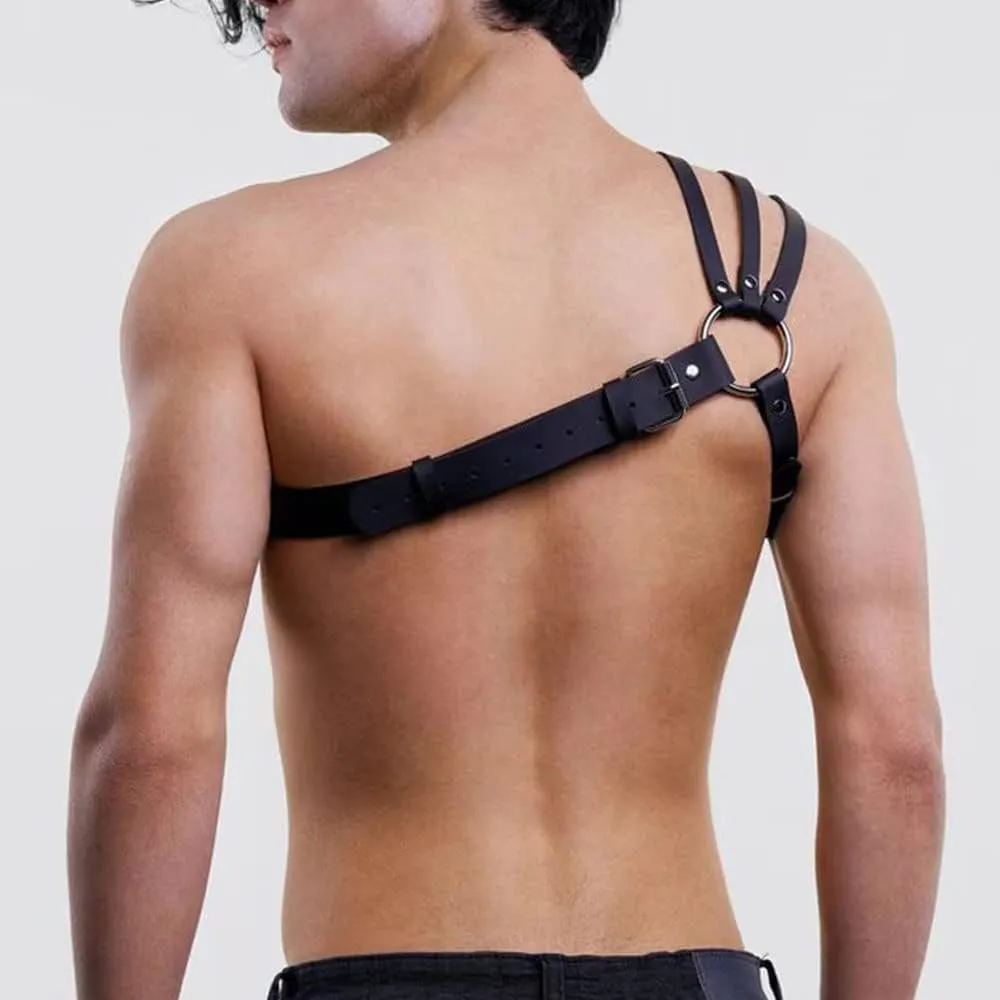 PU Leather Harness For Men Adjustable Buckle Body Chest Garter Belt Cosplay Nightclub Sexy Punk Chest Belt Clubwear