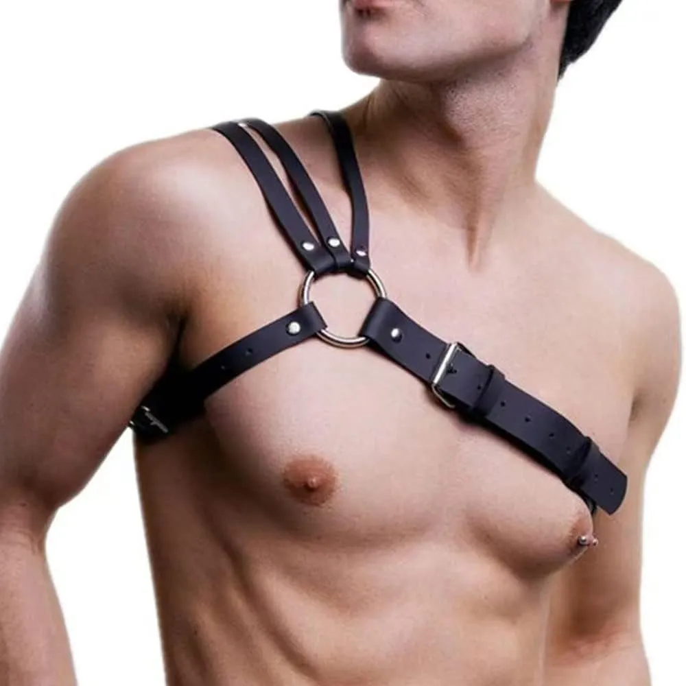 PU Leather Harness For Men Adjustable Buckle Body Chest Garter Belt Cosplay Nightclub Sexy Punk Chest Belt Clubwear