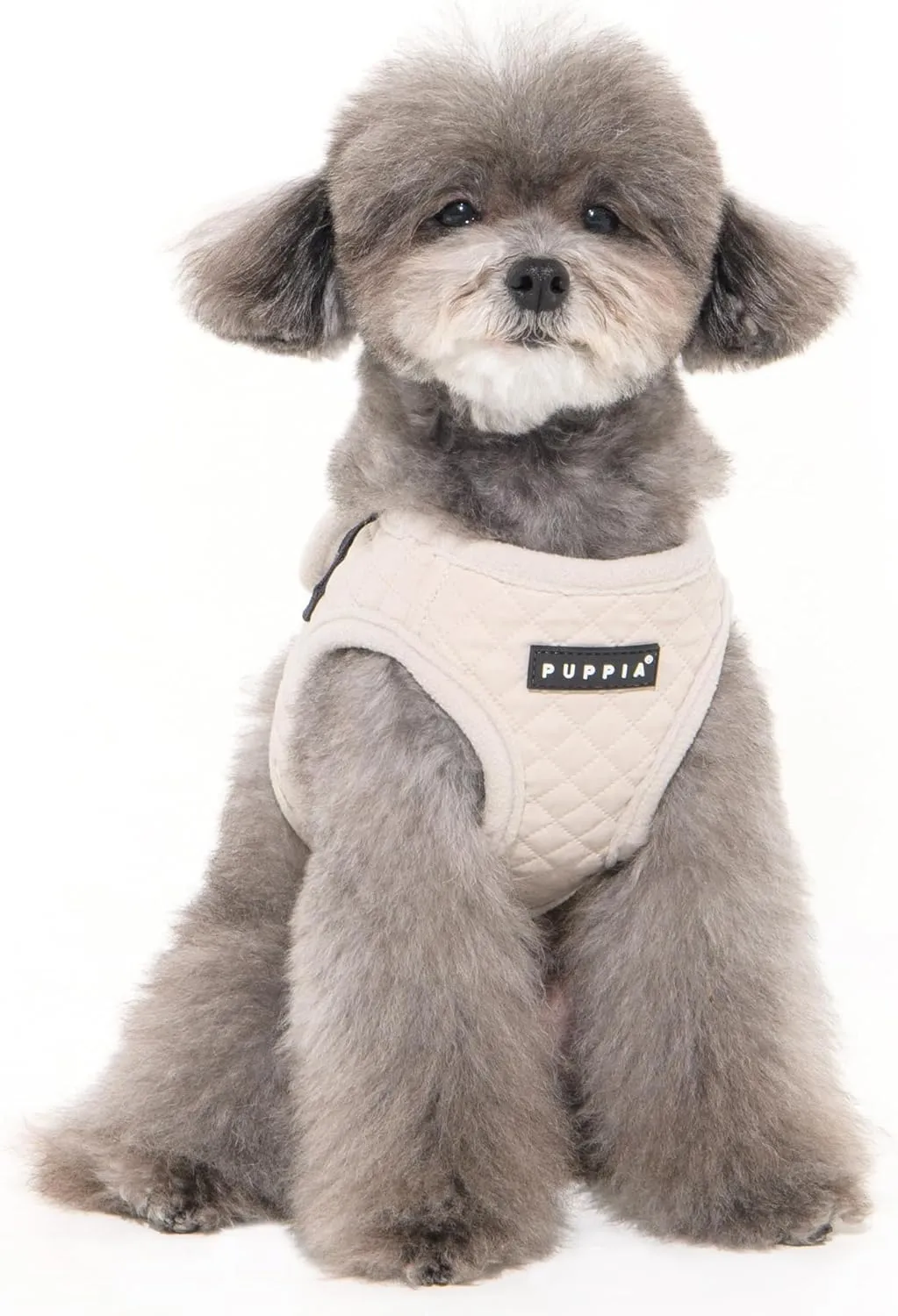 Puppia Irvin Vest Dog Harness Step-in Warm Winter Diamond Pattern for Small and Medium Dog, Cream, Medium