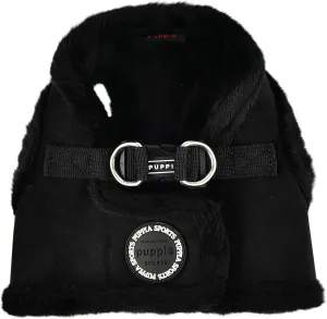 Puppia Terry Vest Dog Harness Step-in Winter Suede Warm No Choke No Pull Training Walking for Small and Medium Dog, Black, Large