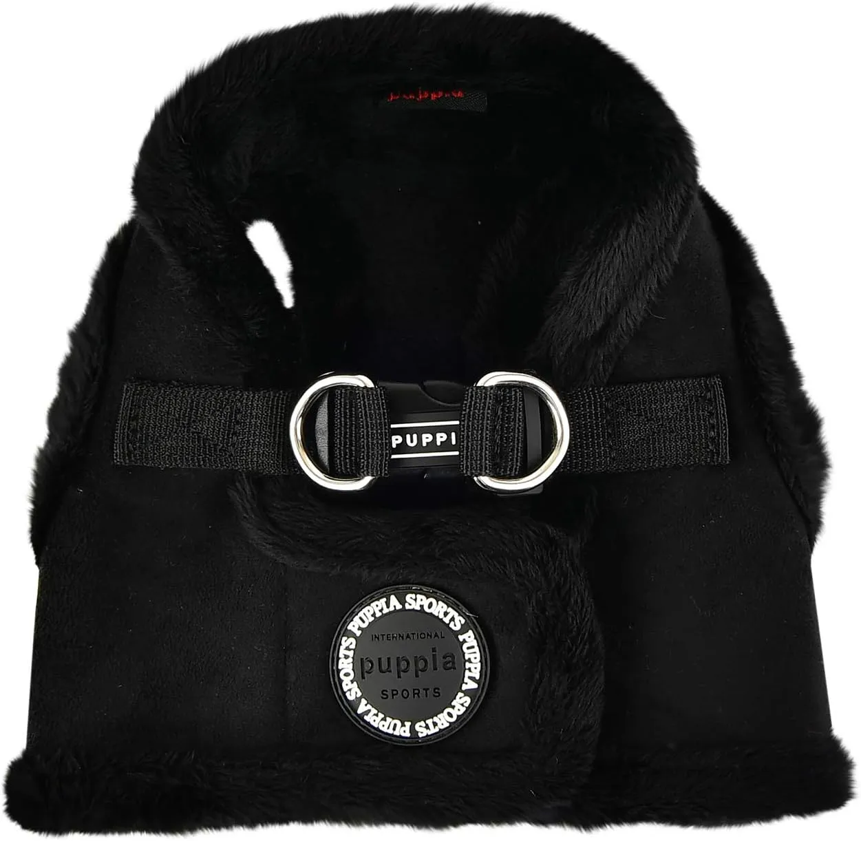 Puppia Terry Vest Dog Harness Step-in Winter Suede Warm No Choke No Pull Training Walking for Small and Medium Dog, Black, Large