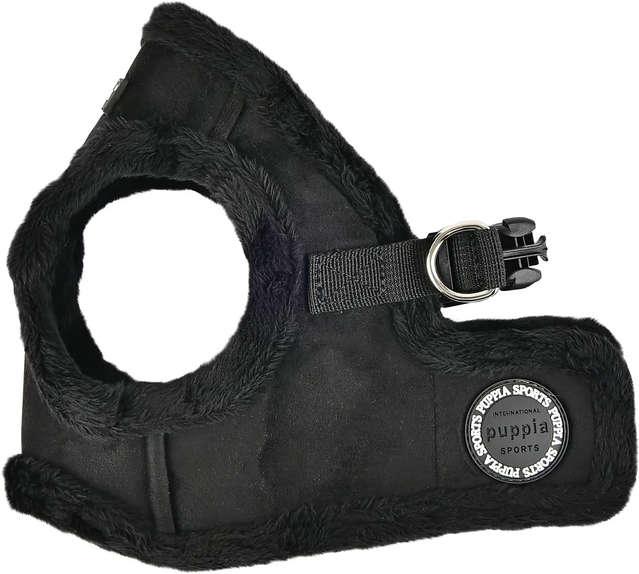 Puppia Terry Vest Dog Harness Step-in Winter Suede Warm No Choke No Pull Training Walking for Small and Medium Dog, Black, Large