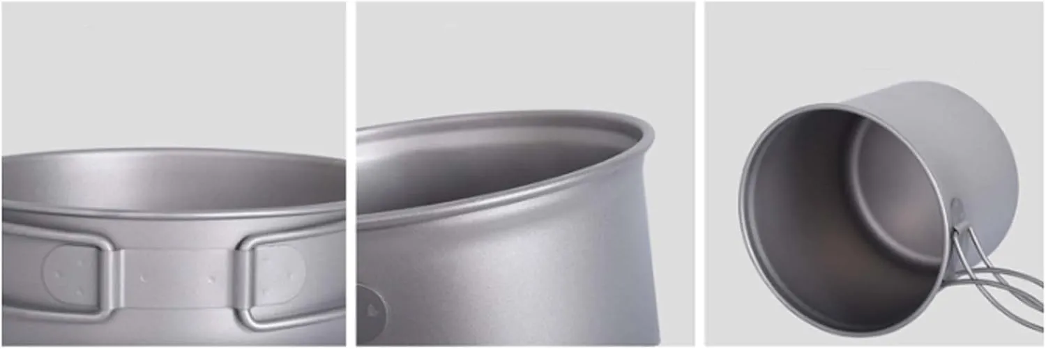 Pure Titanium Folding Pot Set Outdoor Camping Portable Lunch Box (1100ml 400ml)