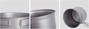 Pure Titanium Folding Pot Set Outdoor Camping Portable Lunch Box (1100ml 400ml)