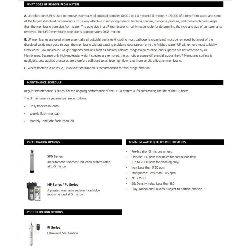 Puretec UF10 Composite Ultra Filtration System (45 LPM)