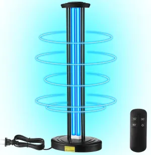 Qualirey 100w UV Light Sanitizer with Ozone Ultraviolet Disinfection Lamp for Whole Room House Disinfection Device Mold Dust with 3 Gear Timer Remote Control for Toilet Office or Travel