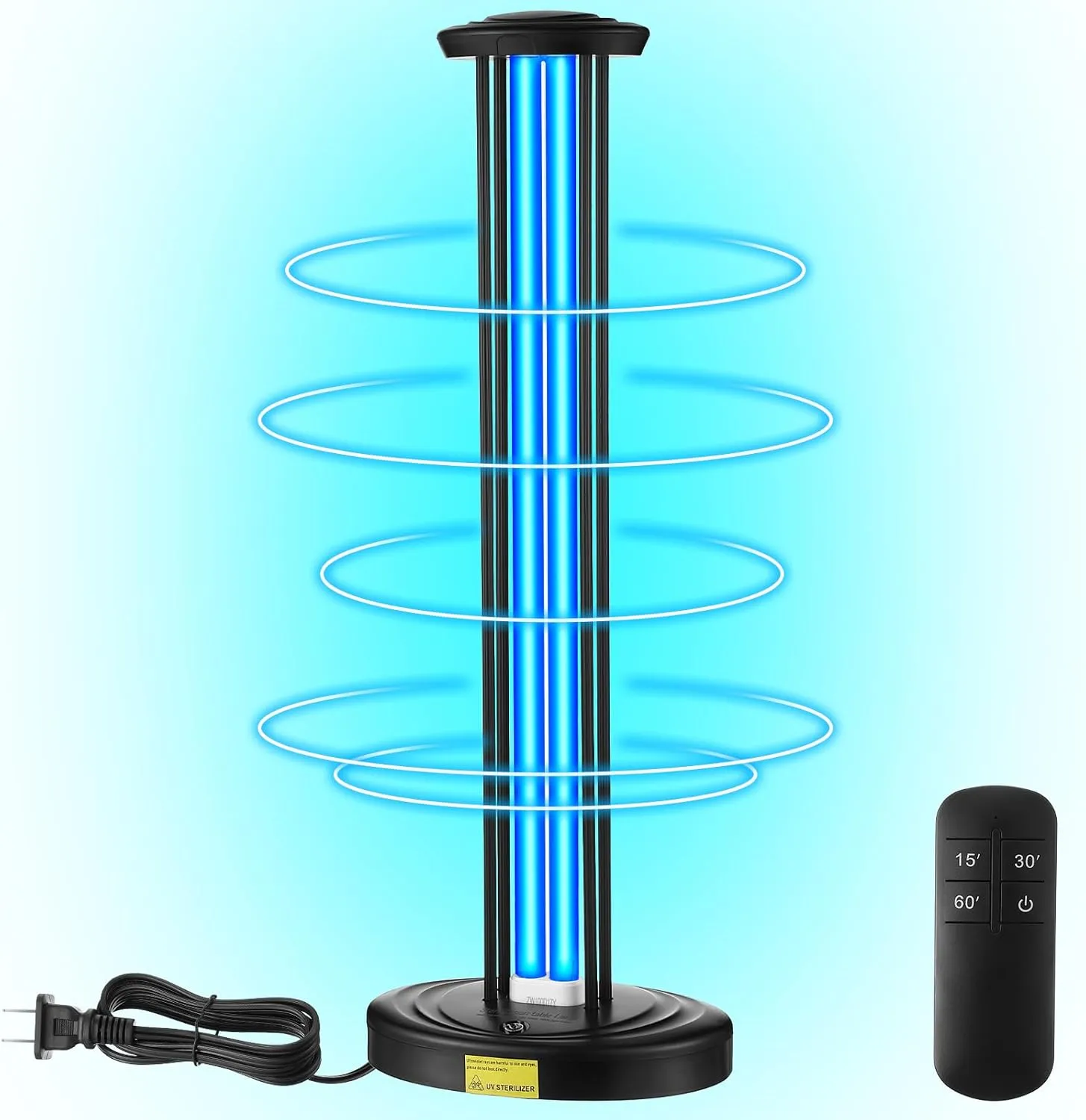 Qualirey 100w UV Light Sanitizer with Ozone Ultraviolet Disinfection Lamp for Whole Room House Disinfection Device Mold Dust with 3 Gear Timer Remote Control for Toilet Office or Travel