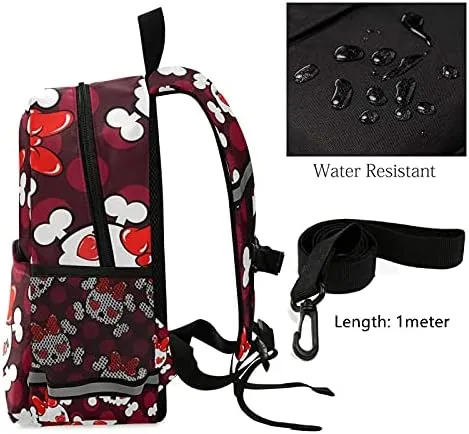 QUGRL Cute Skull Hearts Toddler Backpack Kids Red Bow Tie Kindergarten Schoolbag Preschool Nursery Travel Bag with Safety Leash Harness for Baby Boys Girls 3-8 Years
