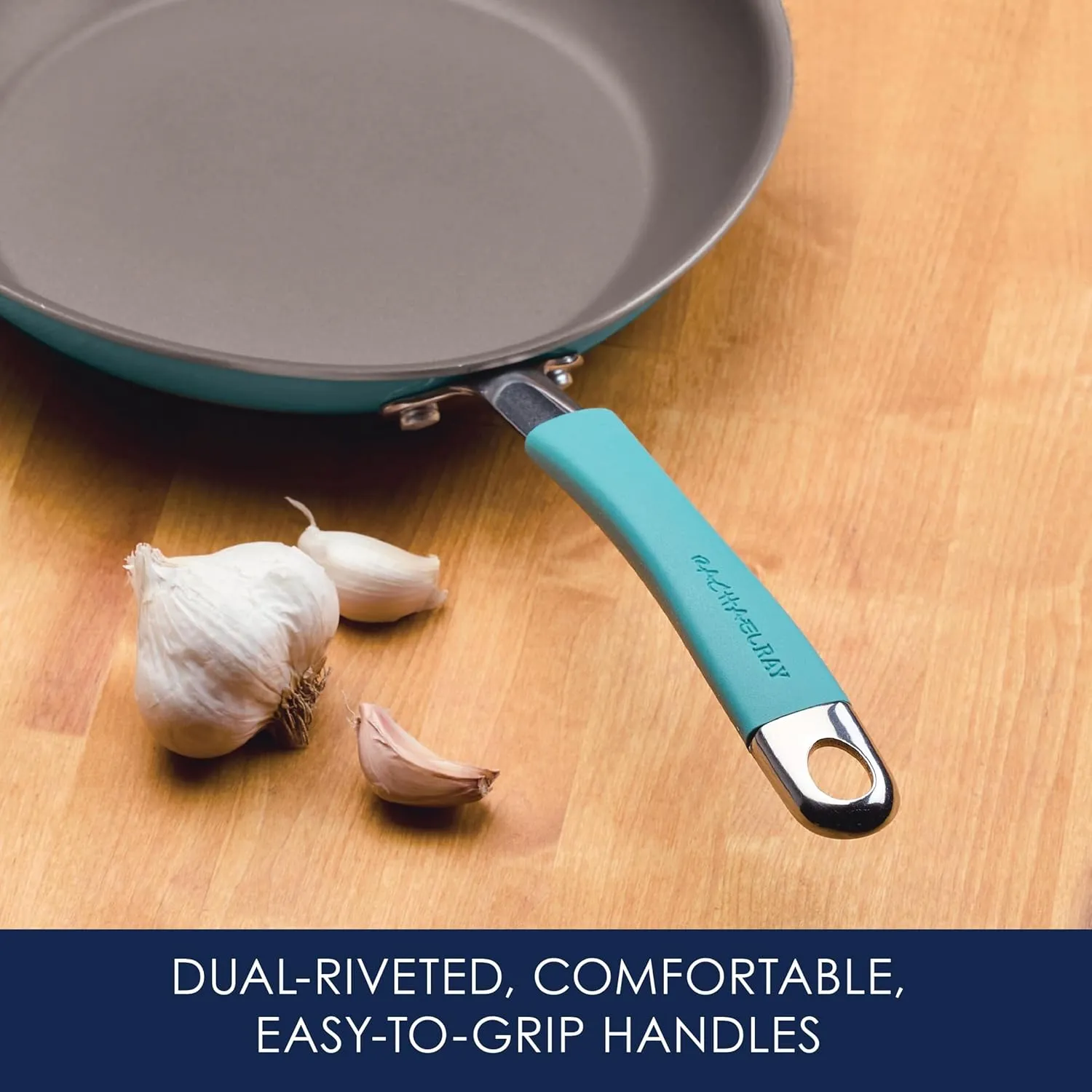 Rachael Ray Cucina Nonstick Cookware/Pots and Pans Set, 10 Piece - Agave Blue