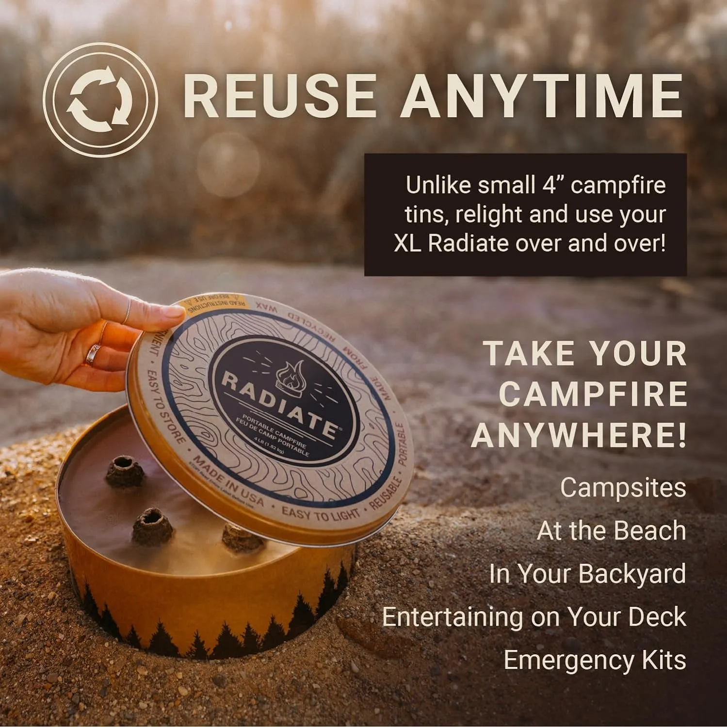 Radiate XL 8" Portable Campfire: Bigger, Brighter Outdoor Fires
