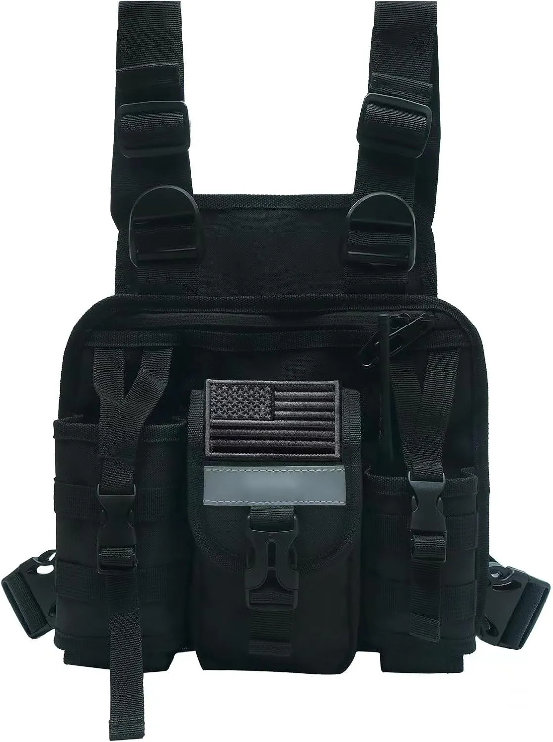 Radio Chest Harness Walkie Talkie Chest Holster Chest Tool Harness Chest Rig with Radio Pouch for Baofeng Kenwood Arcshell Motorola Two Way Radio