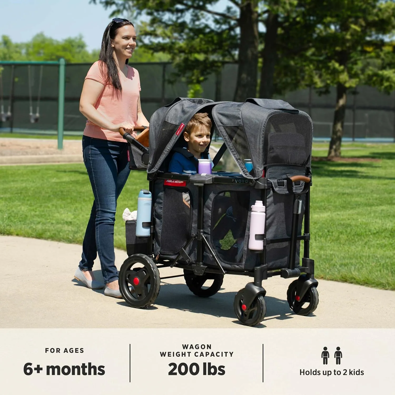 Radio Flyer Voya XT Stroller Wagon, 2 Seater Wagon Stroller for Kids, Baby Stroller Wagon