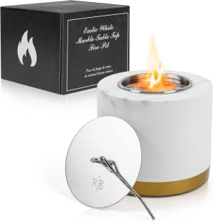 R&R LUXURY Concrete Portable Tabletop Mini Fire Pit, Table Top Fire Pit Bowl, Ethanol Smores Maker, Indoor & Outdoor Use, Family Picnics, Outings, Social Gatherings, Camping, Housewarming Gift.