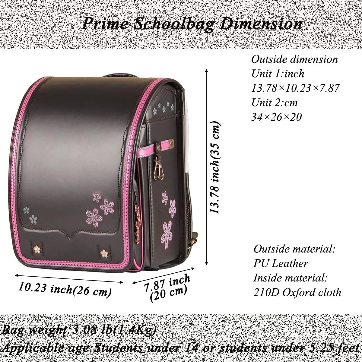 randoseru coffee backpack japanese school bag Premium fabric send gift