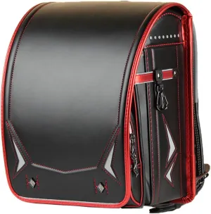randoseru girls backpack japanese school bag Premium fabric send gift, Black-red649, 10.23 × 7.87 ×13.78 inch