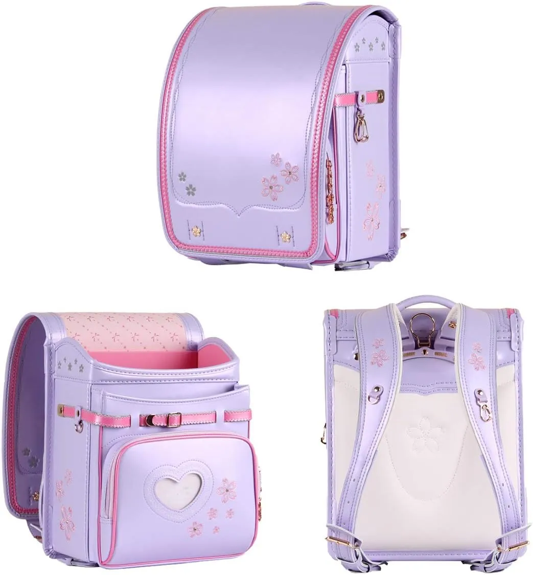 randoseru purple backpack japanese school bag Premium fabric send gift