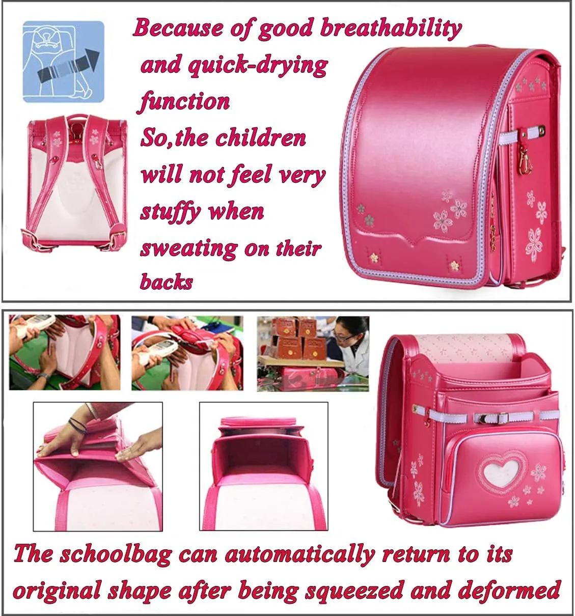 randoseru purple backpack japanese school bag Premium fabric send gift
